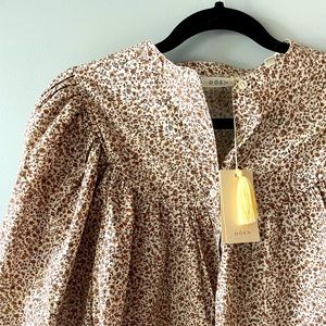 Doen printed button down blouse size M new with tags 100% cotton